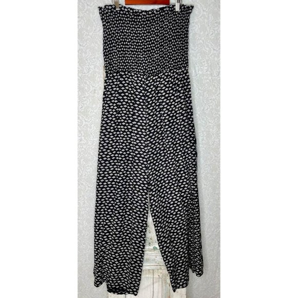 Jumpsuit Romper Strapless Wide Leg Goa Beachwear | Black & White Boho - Picture 6 of 8
